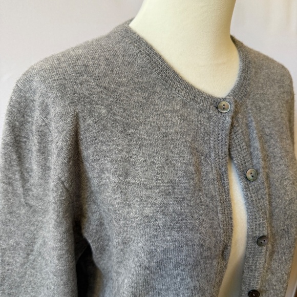 KAPRA HISKA CASHMERE CARDIGAN SWEATER PREPPY LIGHTWEIGHT NEUTRAL CLOSET STAPLE L - Picture 6 of 11